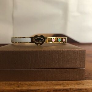 Women 925 Silver Plated Gold Tone Stainless Steel Hollow Heart Bangles Bracelet